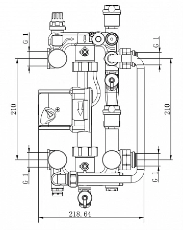 Насосно-Смесительный Узел для Теплого Пола Tim 180мм JH-1033
