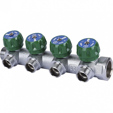 Коллектор регулирующий STOUT 3/4, 4 отвода 1/2 плоское уплотнение SMB-6849-341204