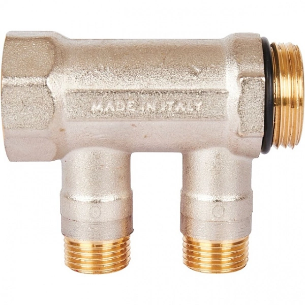 Коллектор с шаровыми кранами STOUT 1, 2 отвода 1/2 (красные ручки) SMB 6210 011202