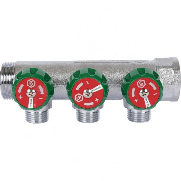 Коллектор регулирующий STOUT 3/4, 3 отвода 1/2 плоское уплотнение SMB-6849-341203