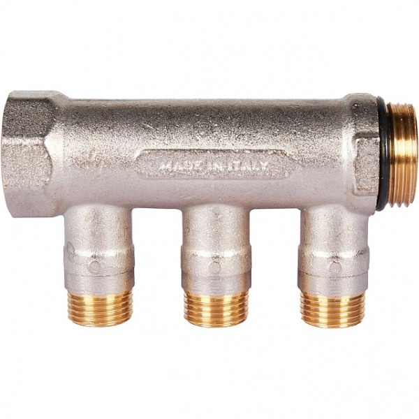 Коллектор с шаровыми кранами STOUT 1, 3 отвода 1/2 (красные ручки) SMB 6210 011203