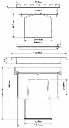 Трап напольный ф50 10х10 вертикальный McAlpine MRFG4V