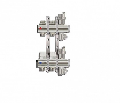 Коллектор для отопления с автоматическим воздухоотводчиком и сливным краном 2 контура TIM KB002