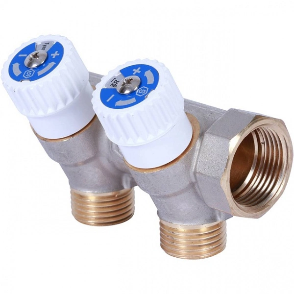 Коллектор распределительный STOUT 3/4, 2 отвода 1/2 плоское уплотнение SMB 6852 341202