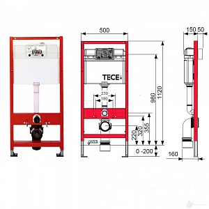 Инсталляция для унитаза TECE TECEbase 4 в 1 с кнопка хром глянец 9400412