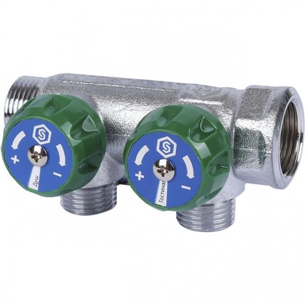 Коллектор регулирующий STOUT 3/4, 2 отвода 1/2 плоское уплотнение SMB-6849-341202