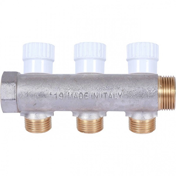 Коллектор распределительный STOUT 3/4, 3 отвода 1/2 плоское уплотнение SMB 6852 341203