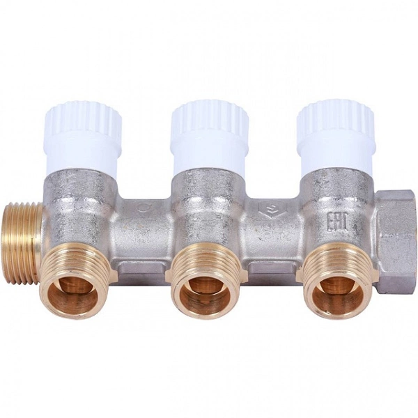 Коллектор распределительный STOUT 3/4, 3 отвода 1/2 плоское уплотнение SMB 6852 341203