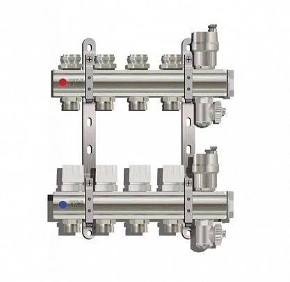 Коллектор для отопления с автоматическим воздухоотводчиком и сливным краном 4 контура TIM KB004