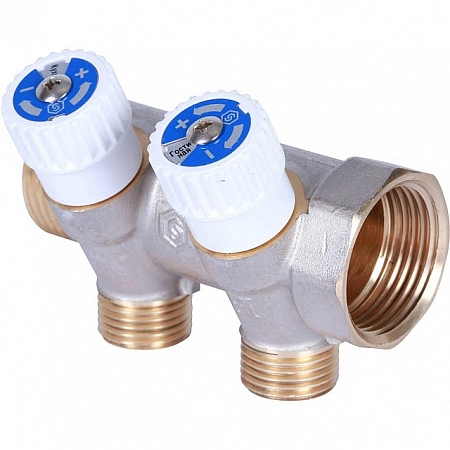 Коллектор распределительный STOUT 1 , 2 отвода 1/2 плоское уплотнение SMB 6852 011202