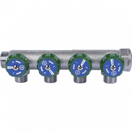 Коллектор регулирующий STOUT 3/4, 4 отвода 1/2 плоское уплотнение SMB-6849-341204