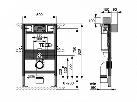 Инсталляция для унитаза TECE TECEprofil 9300302